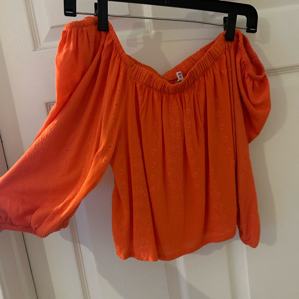 Orange off shoulder shirt